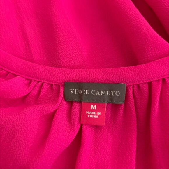 Vince Camuto Blouse Women's Medium Hot Pink Slouchy Round Neck Casual Top - Picture 8 of 10
